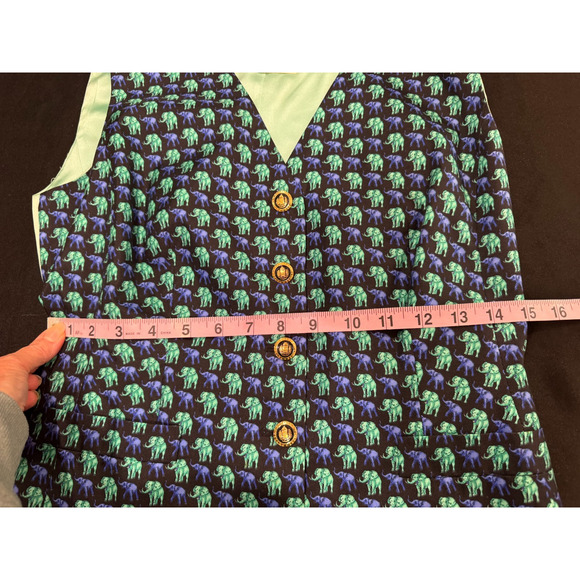 Vintage 80s Escada Womens Vest Silk Size 34 Elephant Print Margaretha Blue Black - Picture 8 of 13